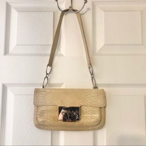 Stuart Weitzman Cream Shoulder Purse Clutch